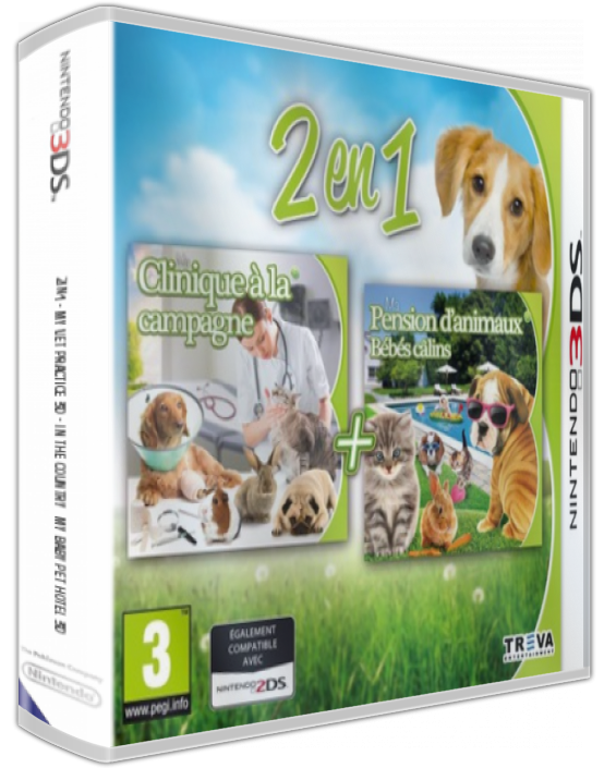 2 in 1 - My Vet Practice 3D - In the Country + My Baby Pet Hotel 3D — box-3D (FR)