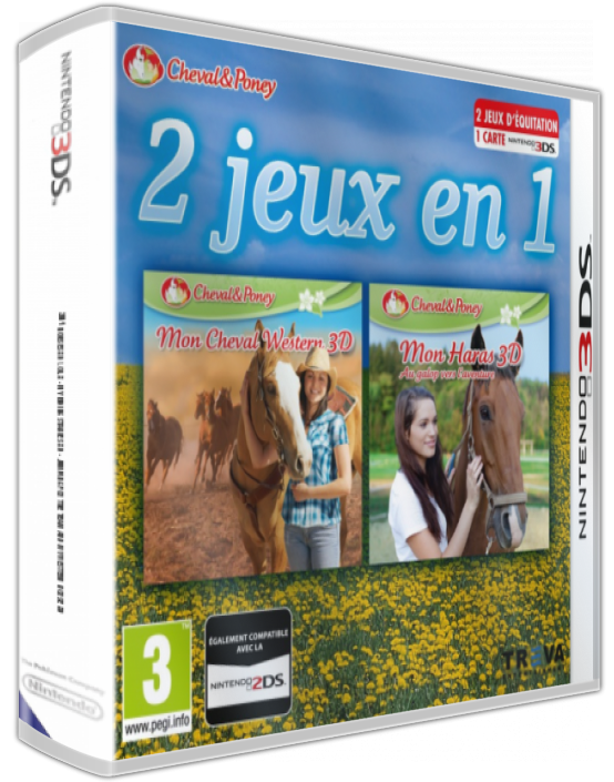 2 in 1 - Horses 3D Vol. 3 - My Riding Stables 3D - Jumping for the Team and My Western Horse 3D — box-3D (EU)