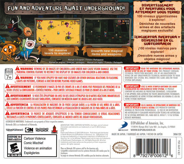 Adventure Time - Explore The Dungeon Because I Don't Know! — box-2D-back (US)
