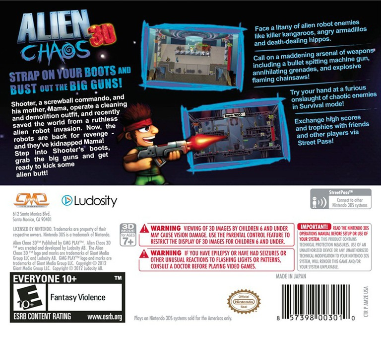 Alien Chaos 3d — box-2D-back (US)