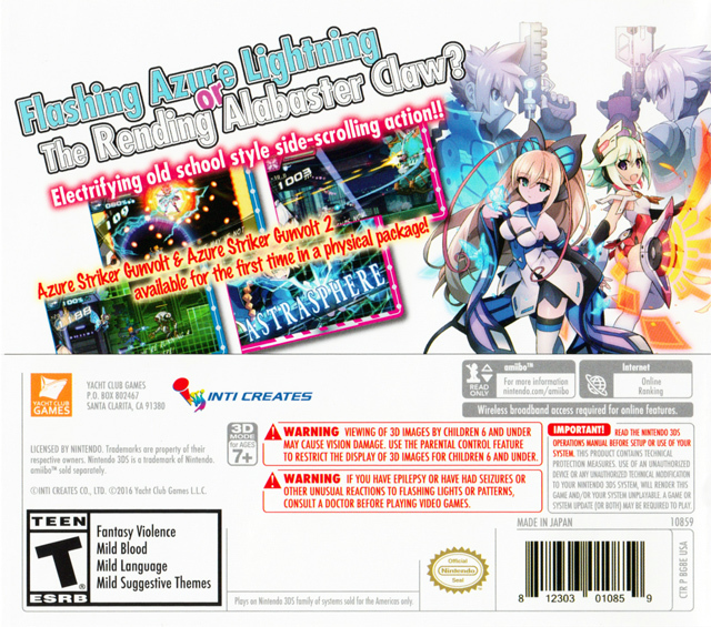 Azure Striker Gunvolt: Striker Pack — box-2D-back (US)