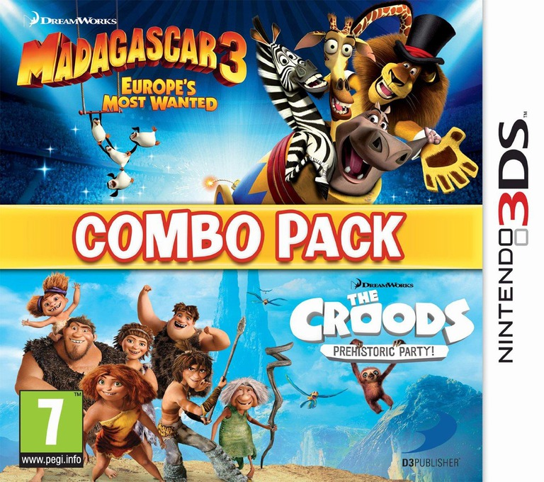 Combo Pack - Madagascar 3 - Europe's Most Wanted   Croods, The - Prehistoric Party! box art