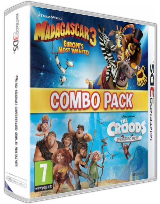 Combo Pack - Madagascar 3 - Europe's Most Wanted   Croods, The - Prehistoric Party! — box-3D (EU)