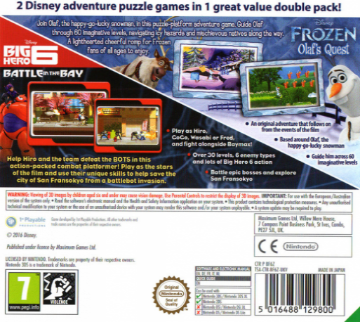 Disney 2-pack - Frozen - Olaf's Quest   Big Hero 6 - Battle In The Bay — box-2D-back (EU)