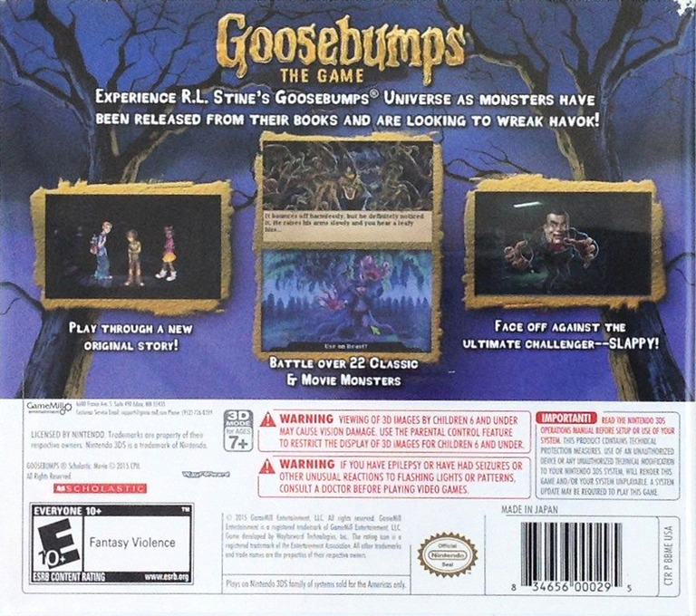 Goosebumps - The Game — box-2D-back (US)