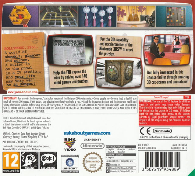 James Noir's Hollywood Crimes — box-2D-back (EU)