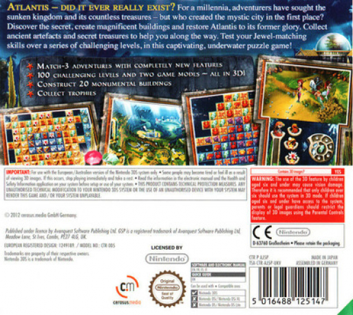 Jewel Link: Legends of Atlantis 3D — box-2D-back (EU)