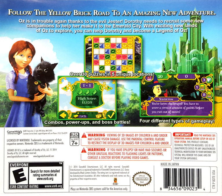 Legends of Oz - Dorothy's Return — box-2D-back (US)