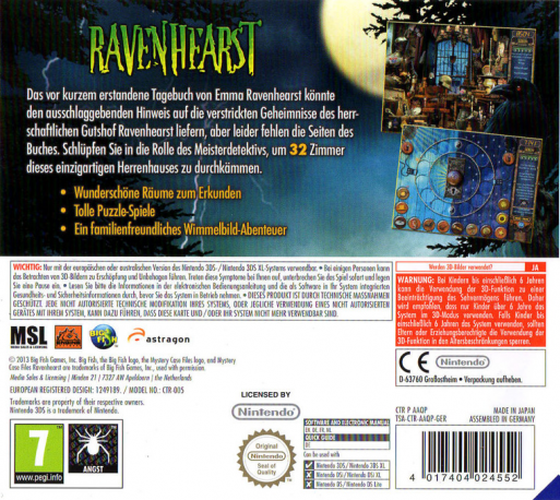 Mystery Case Files: Ravenhearst — box-2D-back (DE)