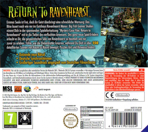 Mystery Case Files: Return to Ravenhearst — box-2D-back (DE)