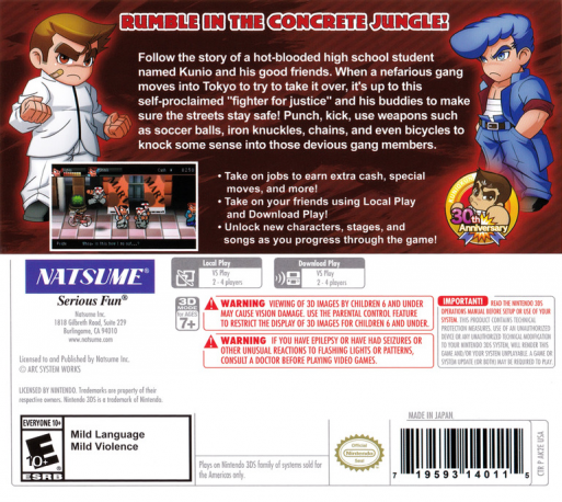 River City: Tokyo Rumble — box-2D-back (US)