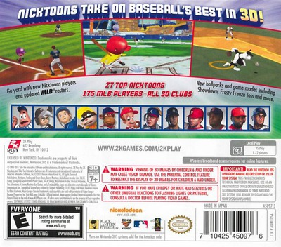 Nicktoons MLB 3D — box-2D-back (US)