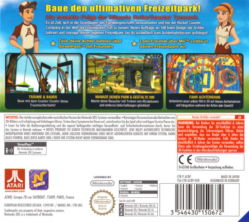 RollerCoaster Tycoon 3D — box-2D-back (DE)