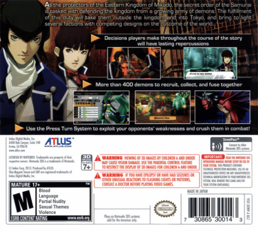 Shin Megami Tensei IV — box-2D-back (US)