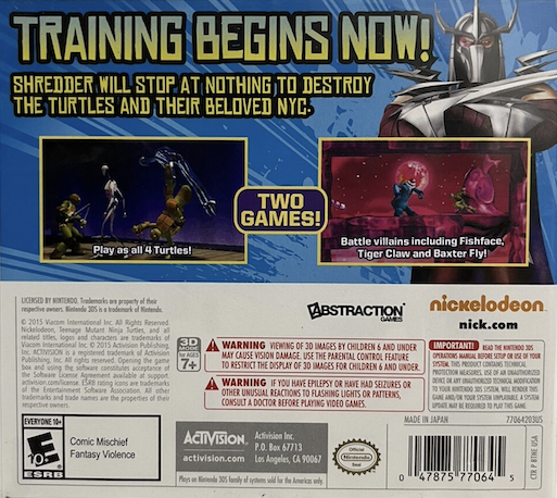 Nickleodeon Teenage Mutant Ninja Turtles: Master Splinter's Training Pack — box-2D-back (US)