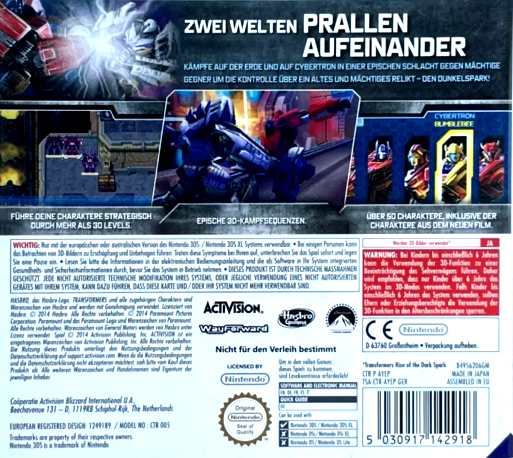 Transformers : Rise of the Dark Spark — box-2D-back (DE)