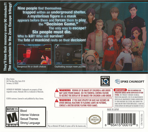 Zero Escape: Zero Time Dilemma — box-2D-back (US)