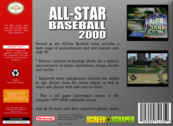 All-star Baseball 2000 — box-2D-back (SS)