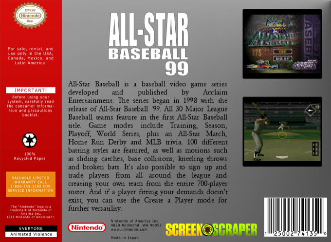 All-star Baseball 99 — box-2D-back (SS)
