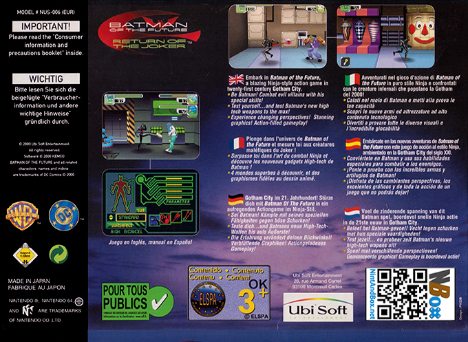 Batman of the Future - Return of the Joker — box-2D-back (EU)