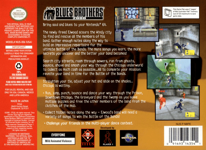 Blues Brothers 2000 — box-2D-back (US)