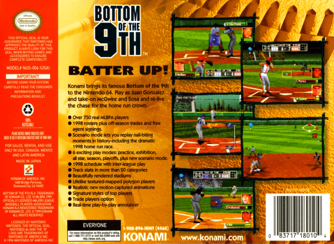 Bottom Of The 9th — box-2D-back (US)