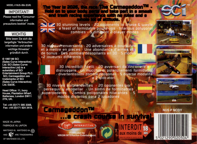 Carmageddon 64 — box-2D-back (SP)