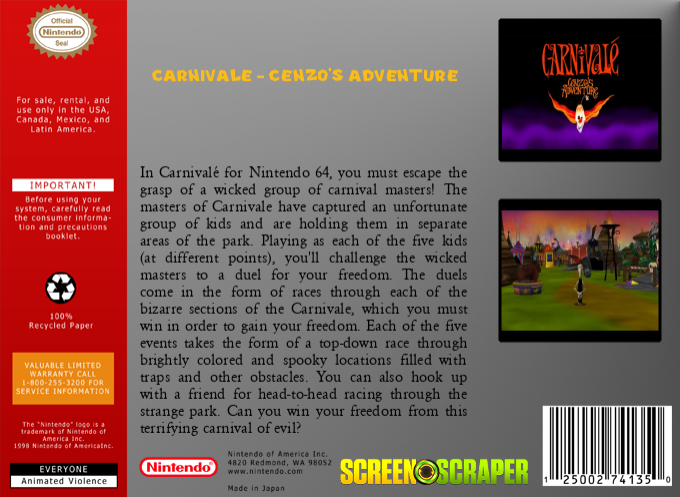 Carnivale - Cenzo's Adventure — box-2D-back (SS)