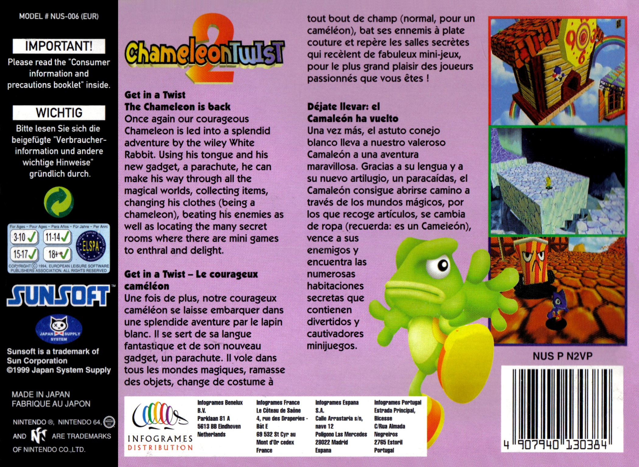 Chameleon Twist 2 — box-2D-back (EU)