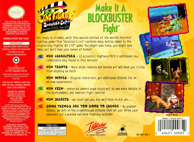 Clay Fighter - Sculptor's Cut — box-2D-back (US)