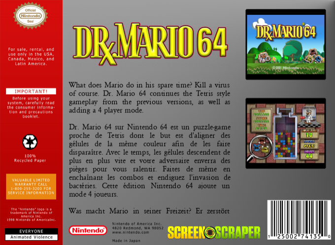 Dr. Mario 64 — box-2D-back (SS)