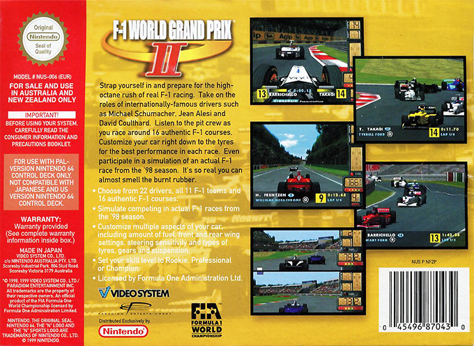 F-1 World Grand Prix 2 — box-2D-back (AU)