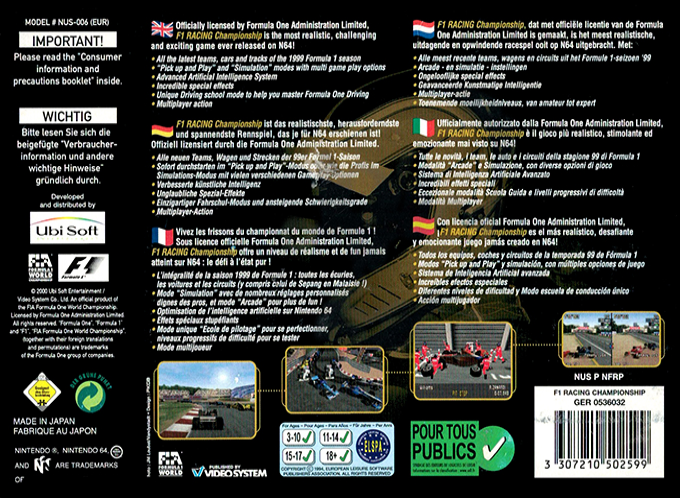 F1 Racing Championship — box-2D-back (EU)