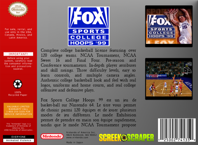 Fox Sports College Hoops 99 — box-2D-back (SS)
