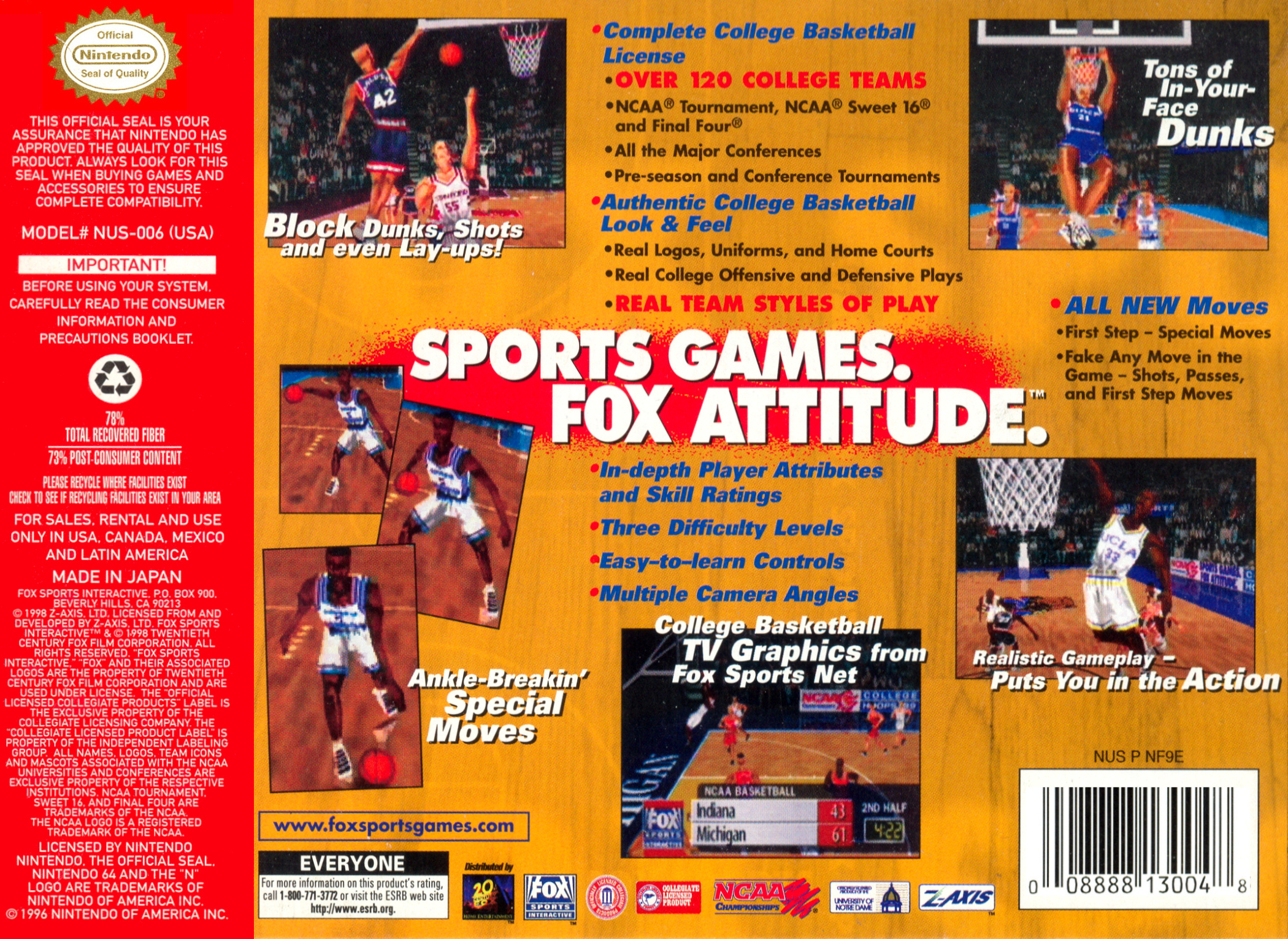 Fox Sports College Hoops 99 — box-2D-back (US)