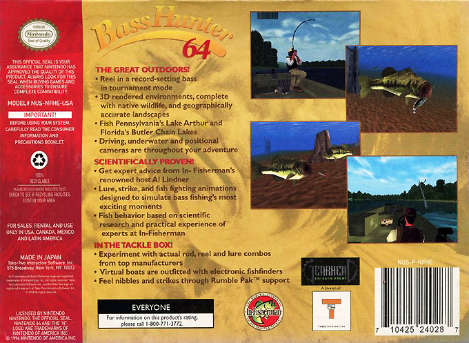 Bass Hunter 64 — box-2D-back (US)