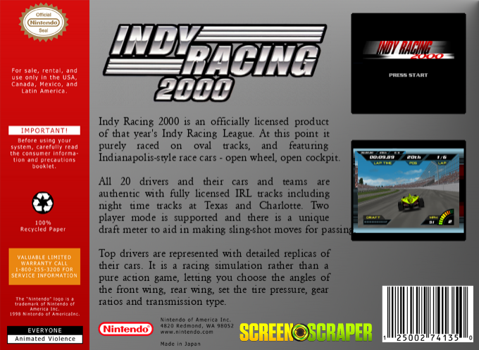 Indy Racing 2000 — box-2D-back (SS)