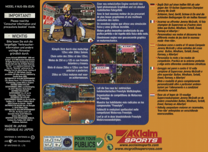 Jeremy McGrath Supercross 2000 — box-2D-back (EU)