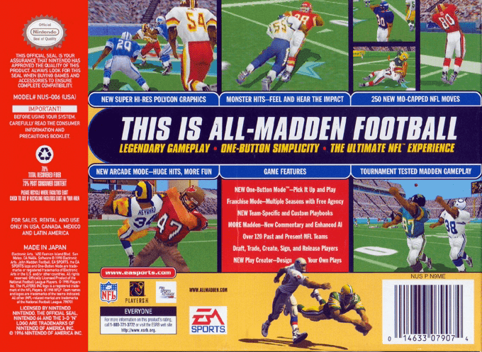 Madden Nfl 99 — box-2D-back (US)