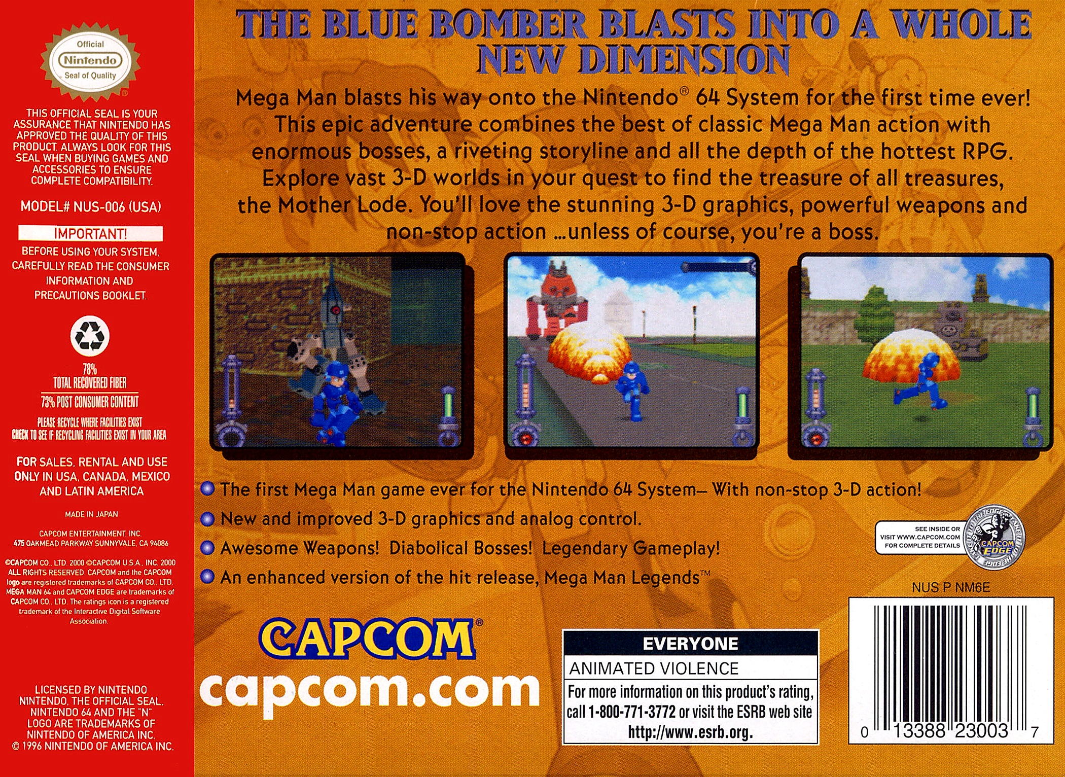 Mega Man 64 — box-2D-back (US)