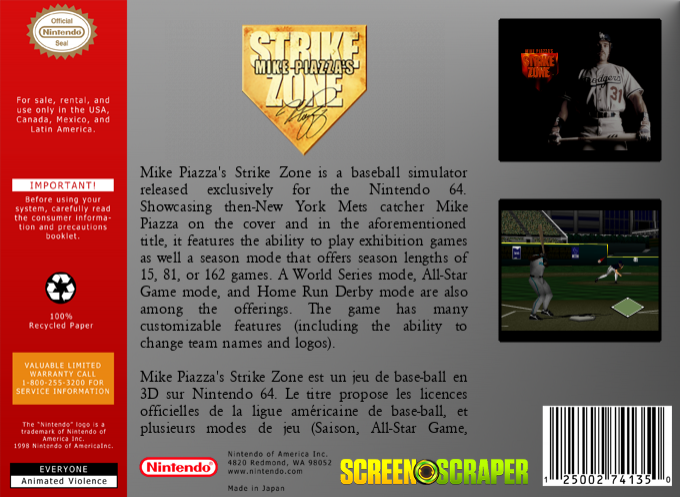 Mike Piazza's Strike Zone — box-2D-back (SS)