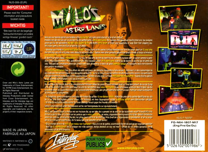 Milo's Astro Lanes — box-2D-back (EU)