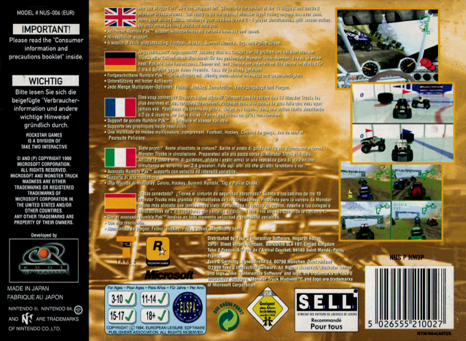 Monster Truck Madness 64 — box-2D-back (EU)
