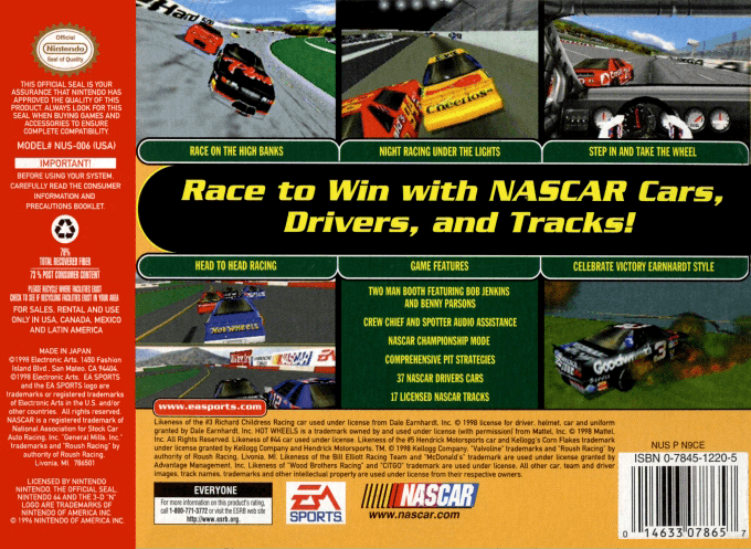 NASCAR 99 — box-2D-back (US)