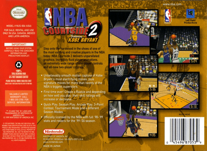 NBA Courtside 2 featuring Kobe Bryant — box-2D-back (US)