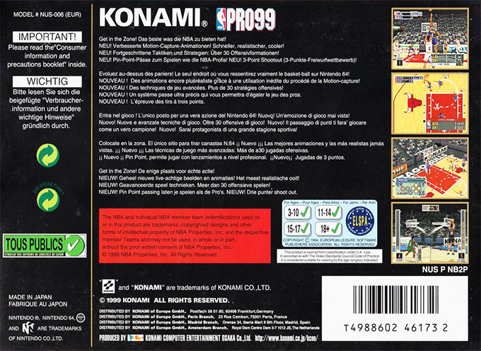 NBA Pro 99 — box-2D-back (EU)