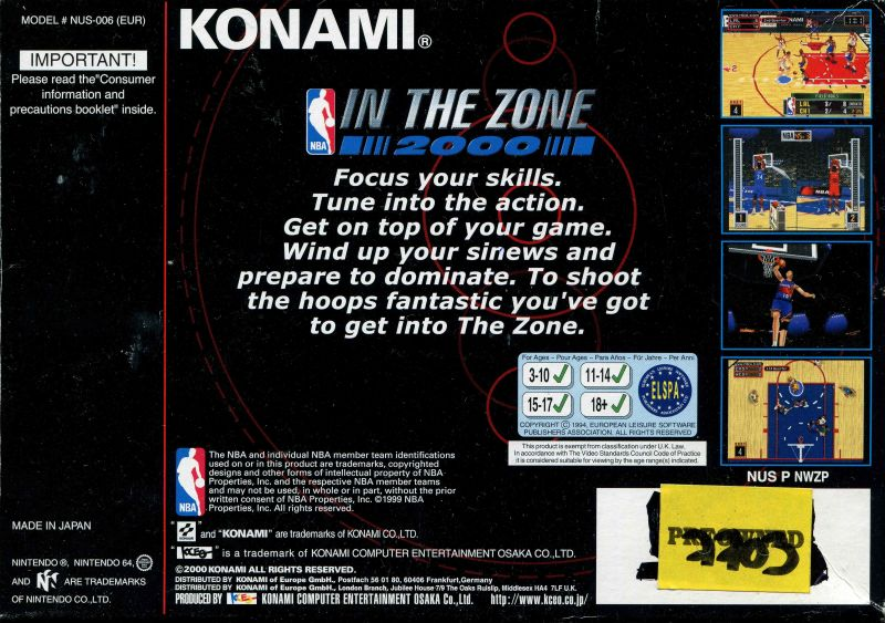 NBA in the Zone 2000 — box-2D-back (UK)