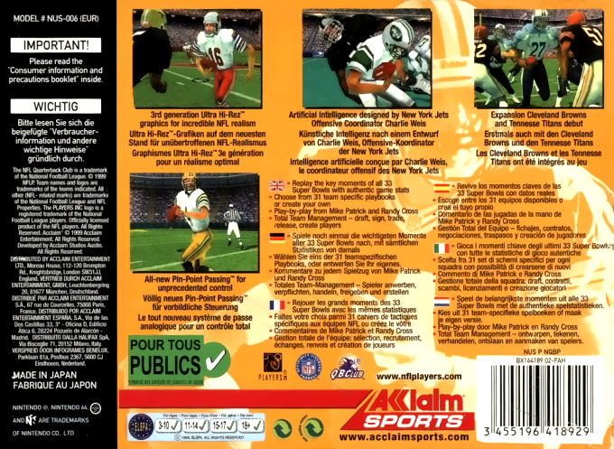 Nfl Quarterback Club 2000 — box-2D-back (EU)