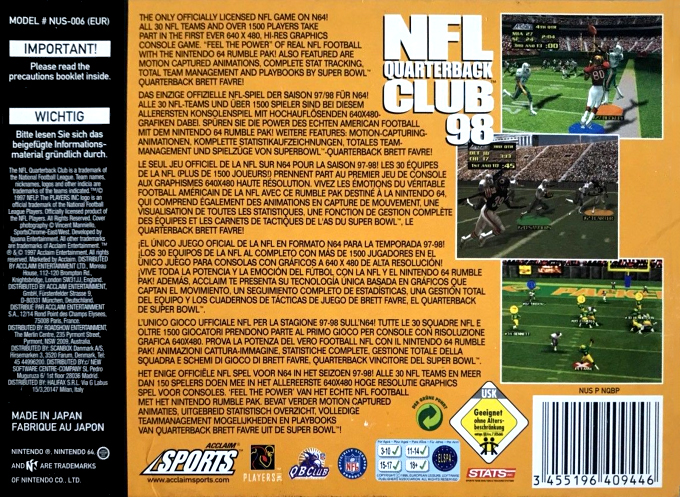 Nfl Quarterback Club 98 — box-2D-back (EU)