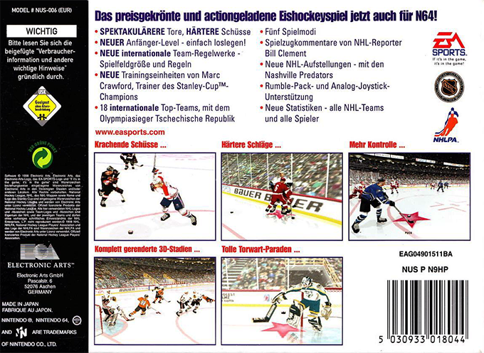 NHL 99 — box-2D-back (DE)